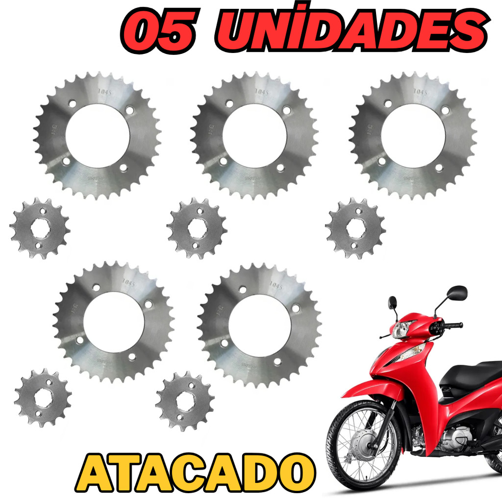 Kit 05 UNIDADES Coroa e Pinhão Biz 125 2005/2016 Padrão Original em Oferta na Shopee