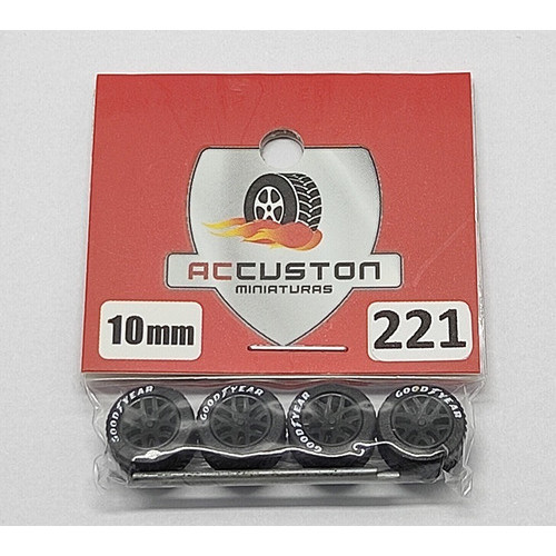 Rodas com pneu de borracha Para Customização de Hot Wheels Matchbox e Miniaturas 1/64  Ac Custon  10 mm modelo 221