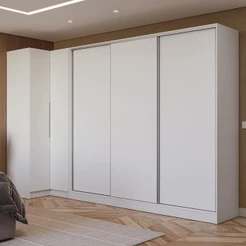 Guarda-Roupa Modulado Neo + Guarda-Roupa Royale 3 Portas de Correr Branco Madesa