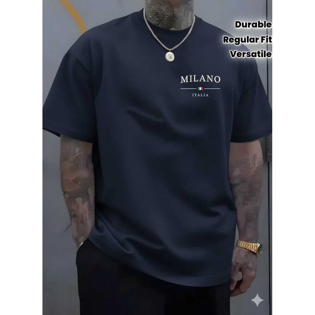 Camiseta Milano Streetwear Camisa Modelagem Slim Confortável Básica Estampada Malha Algodão Premium