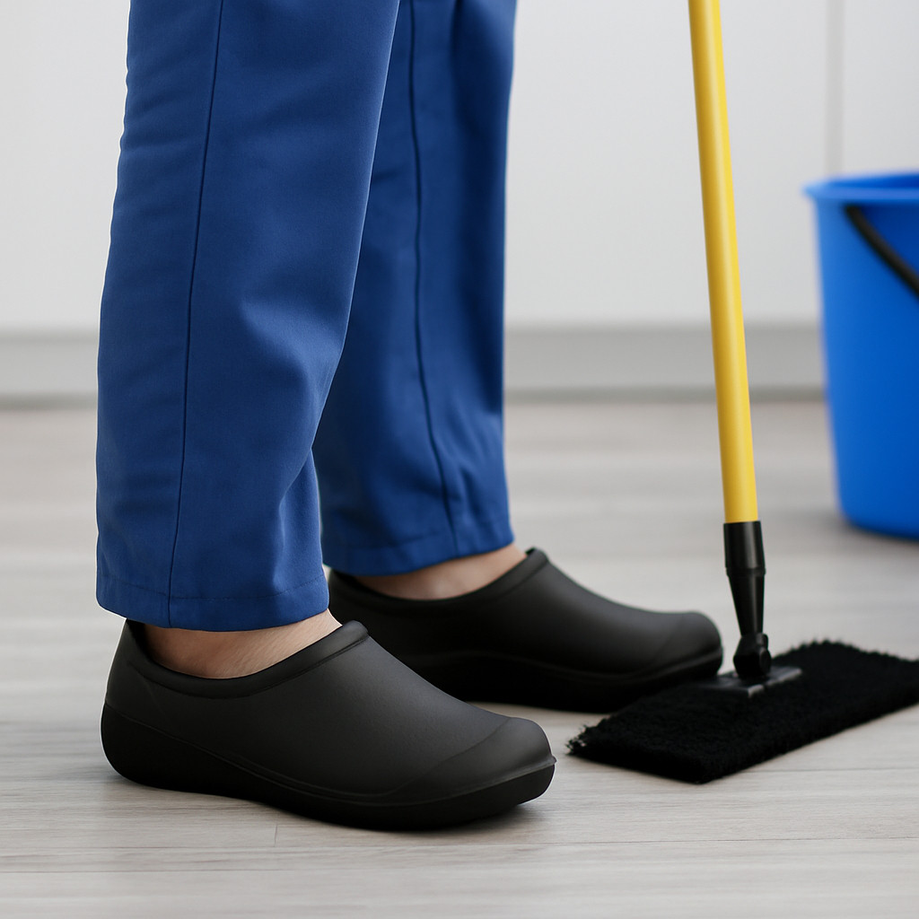 Sapato Profissional EPI Ocupacional Preto Antiderrapante – Leve, Fechado e Confortável para Longas Jornadas