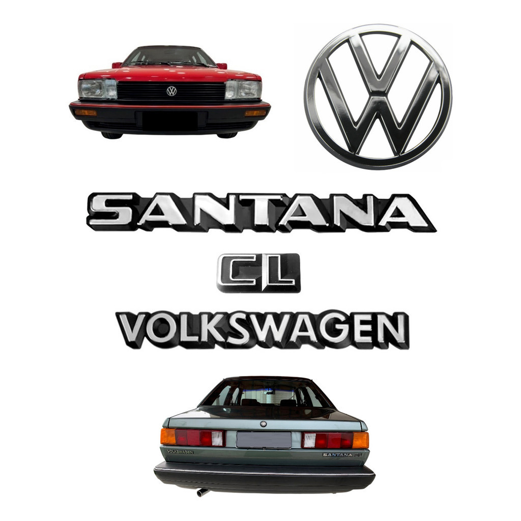 Emblemas Santana Cl Volkswagen + Vw Da Grade - 1987 À 1990