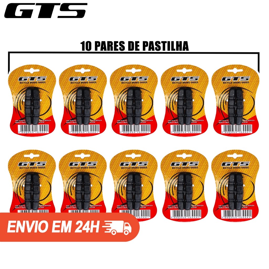 Kit 10 Pares Porta Patins Pastilhas Sapata de Freio GTS V-Brake 70mm Bike Bicicleta Orbital em Oferta na Shopee