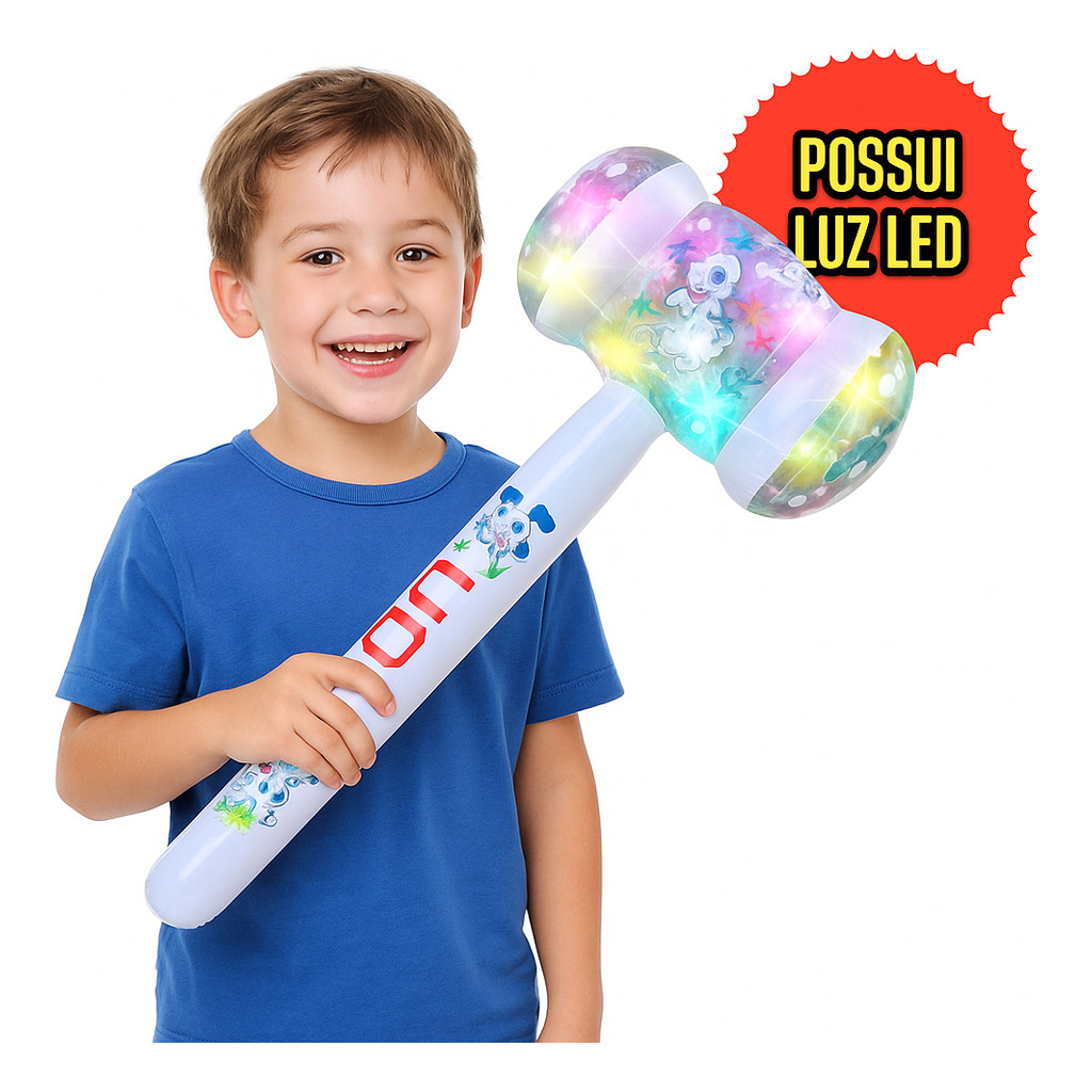 Martelo Inflável Gigante C/ Led Brinquedo Infantil Lembrancinha Festas Marreta com Luz