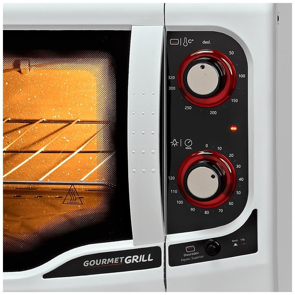 Detalhes do Forno Elétrico Fischer Gourmet Grill Bancada 44L Prata 220V