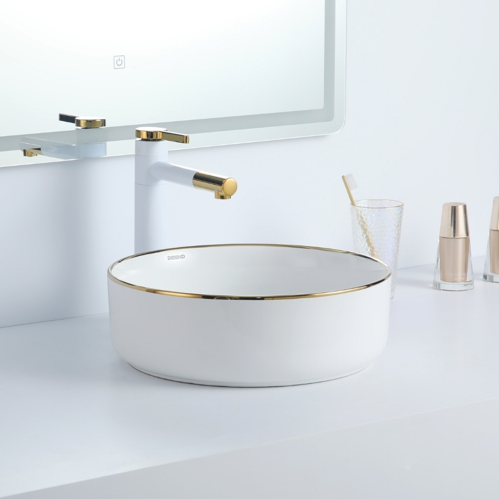 Cuba Deend De Cerâmica Rotonda DoratoLuce Banheiro 40x40x12