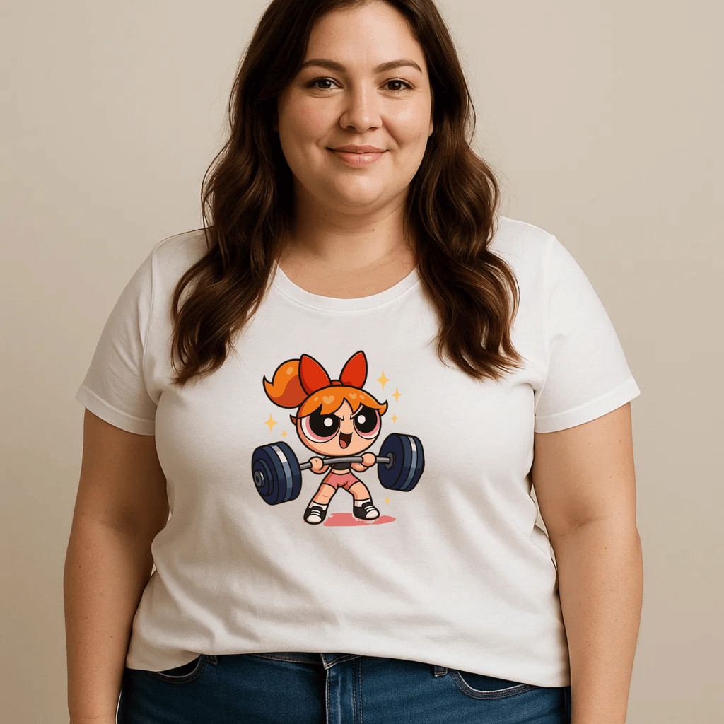 [Camiseta Premium em Algodão Puro]SISI Camiseta Plus Size Feminina Florzinha Estampada Super Poderosas Academia 2