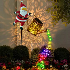 2026 Nova Lanterna Solar De Papai Noel Decoração De Natal/Halloween Regador Luz Vintage Metal Ao Ar Livre De Bruxa Com L
