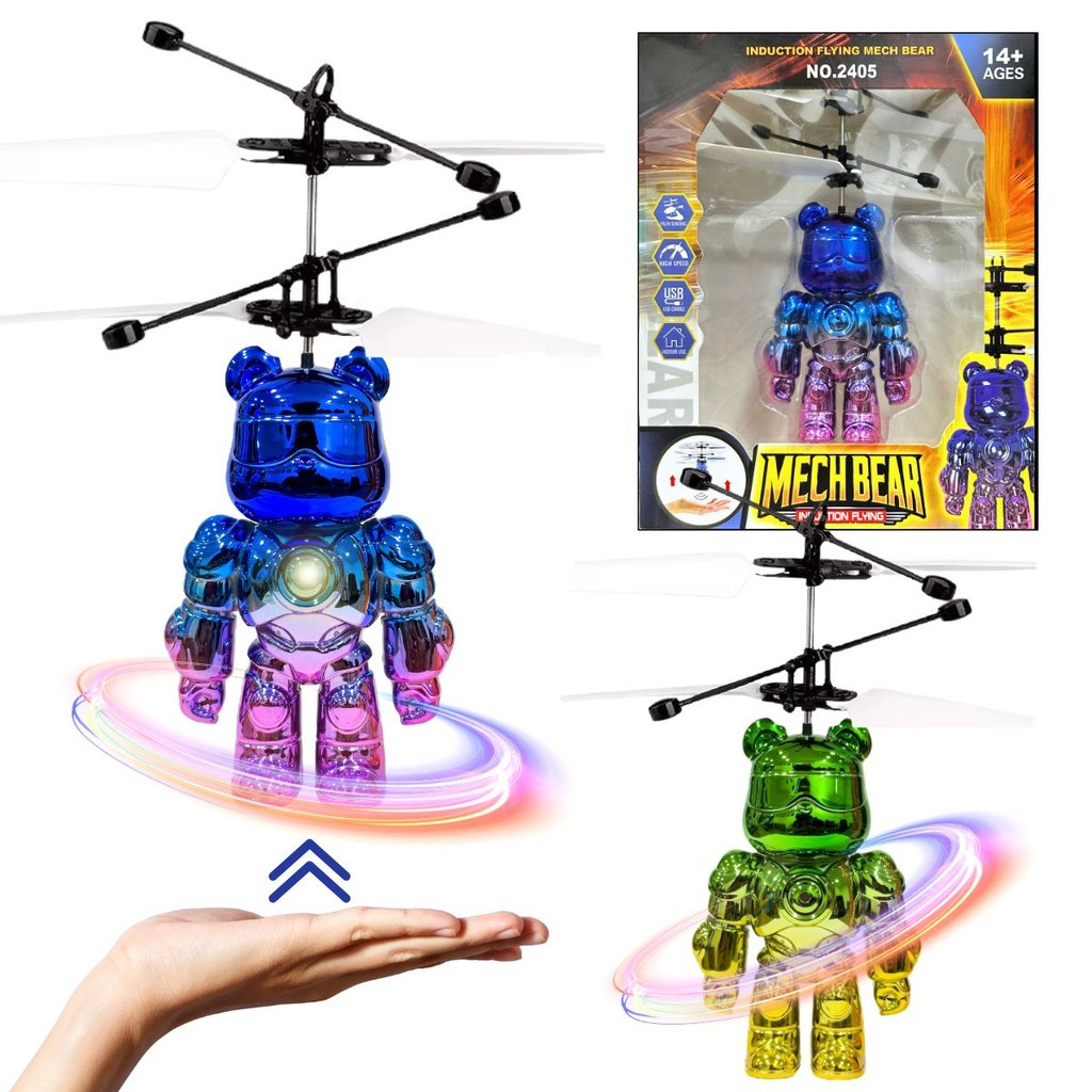 Brinquedo Mech Bear Voador com Luz LED e Sensor Automático