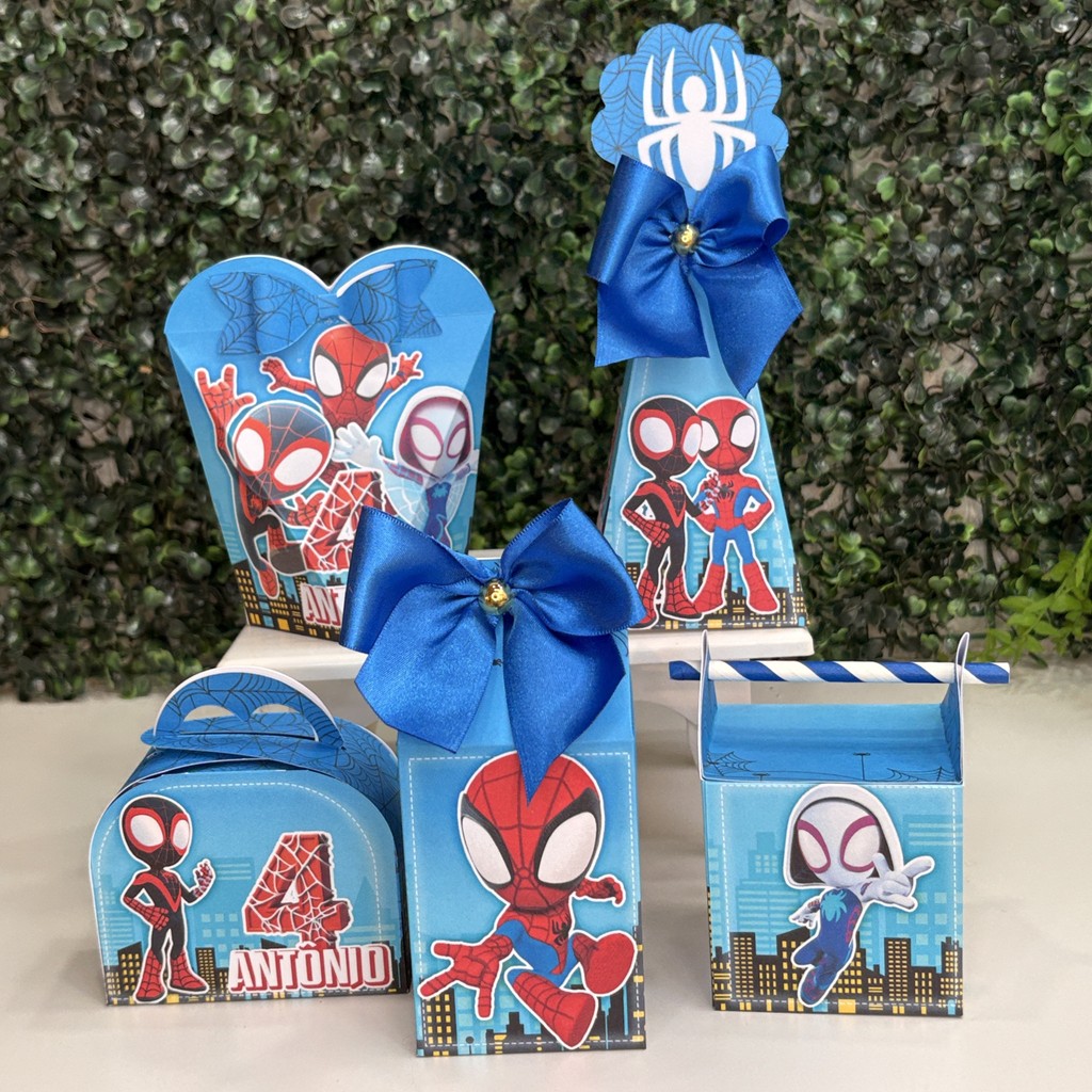 Kit Festa Homem Aranha Spidey e Seus Amigos Espetaculares Lembrancinhas  Caixinha Milk PEGUE E MONTE