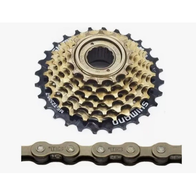 Kit Bike 21 Marchas - Catraca Roda Livre Shimano 14/28d Index 7v + Corrente Fina Aro 26 ou 29 em Oferta na Shopee