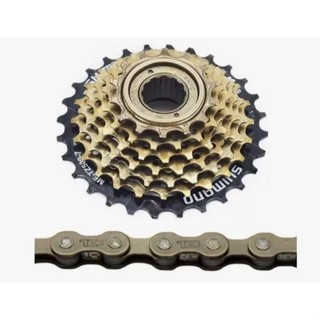 Kit Bike 21 Marchas - Catraca Roda Livre Shimano 14/28d Index 7v + Corrente Fina Aro 26 ou 29 em Oferta na Shopee