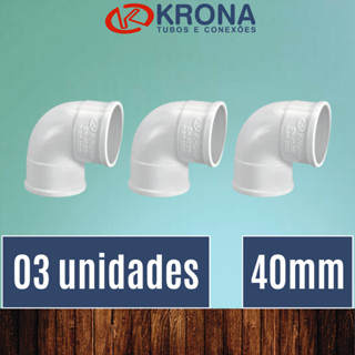 PCT 03 Unds Joelho Esgoto 40mm 90 graus - Krona em Oferta na Shopee