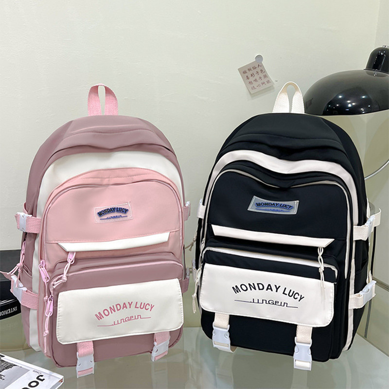 Mochila Unissex Nova Color-block Mochila Repelente De Água De Grande Capacidade Adequada Para Mochila Escolar De Viagem
