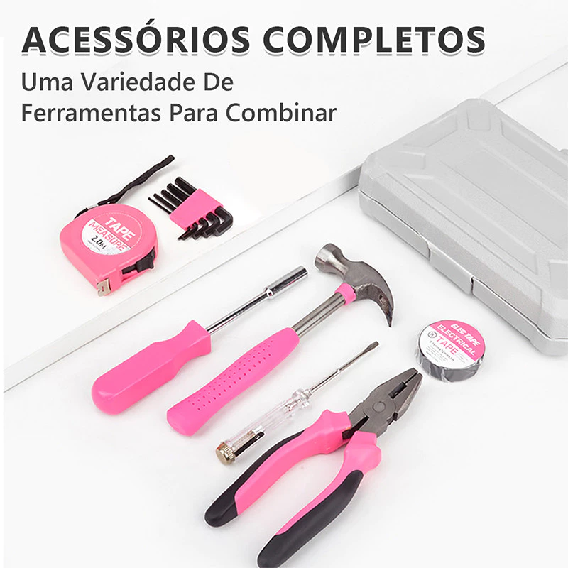 Kit de Ferramentas Rosa para Reparos Domésticos — foto 3