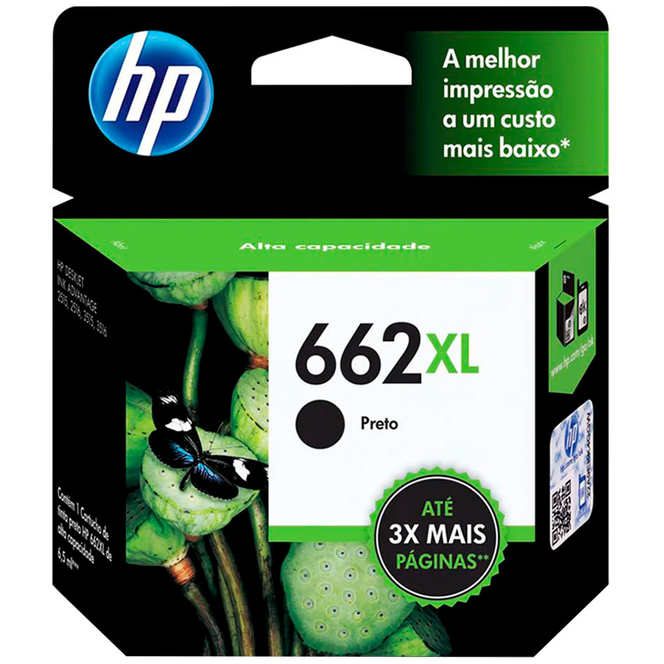 Cartucho HP 662XL Original CZ105AB Preto p/ DeskJet 2516, 3516, 3546, 2546, 1516, 4646, 2646
