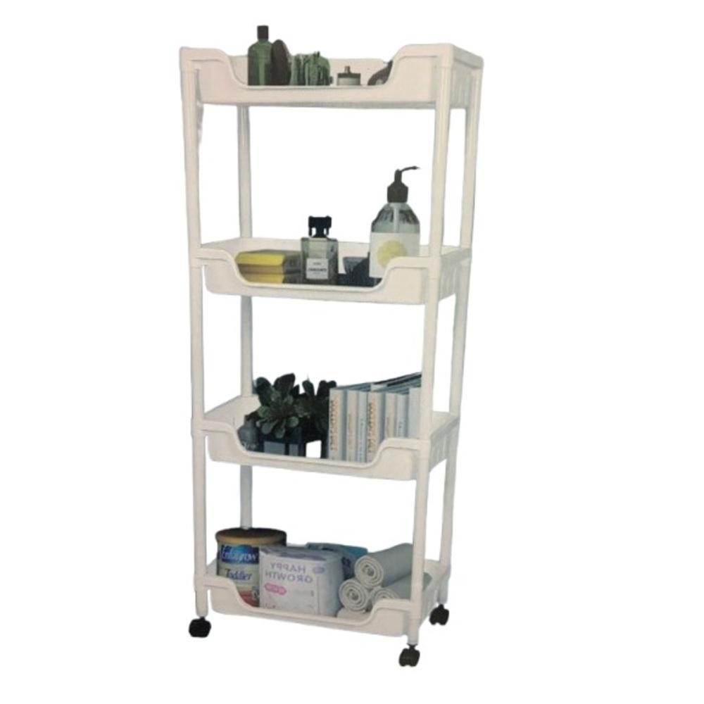 Carrinho Organizador Multiuso 4 Prateleiras Brinquedos Cozinha Escritório Varanda Fruteira Manicure Branco
