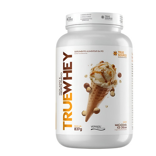 Whey Protein Macadâmia 837g True Source Isolado Hidrolisado Macadâmia Ice Cream