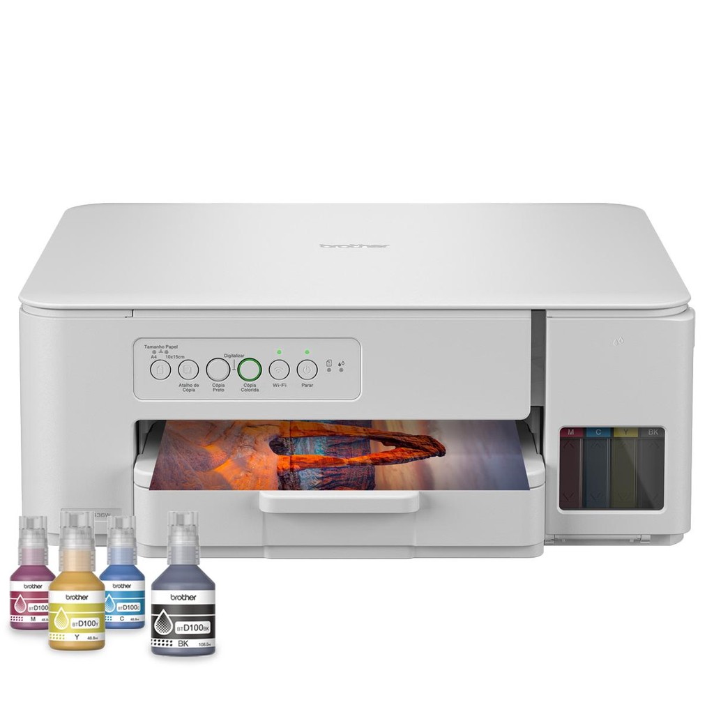 Multifuncional Jato de Tinta Brother USB Wi-fi Bivolt Branca