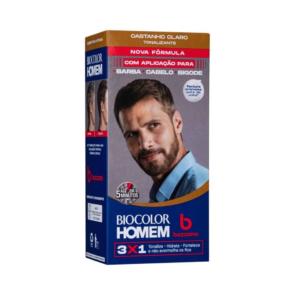 Tonalizante de Cabelo Masculino Biocolor Homem Bozzano Castanho Claro em Oferta na Shopee