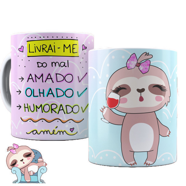 Caneca Preguicinha Livra me 325 Ml Porcelana