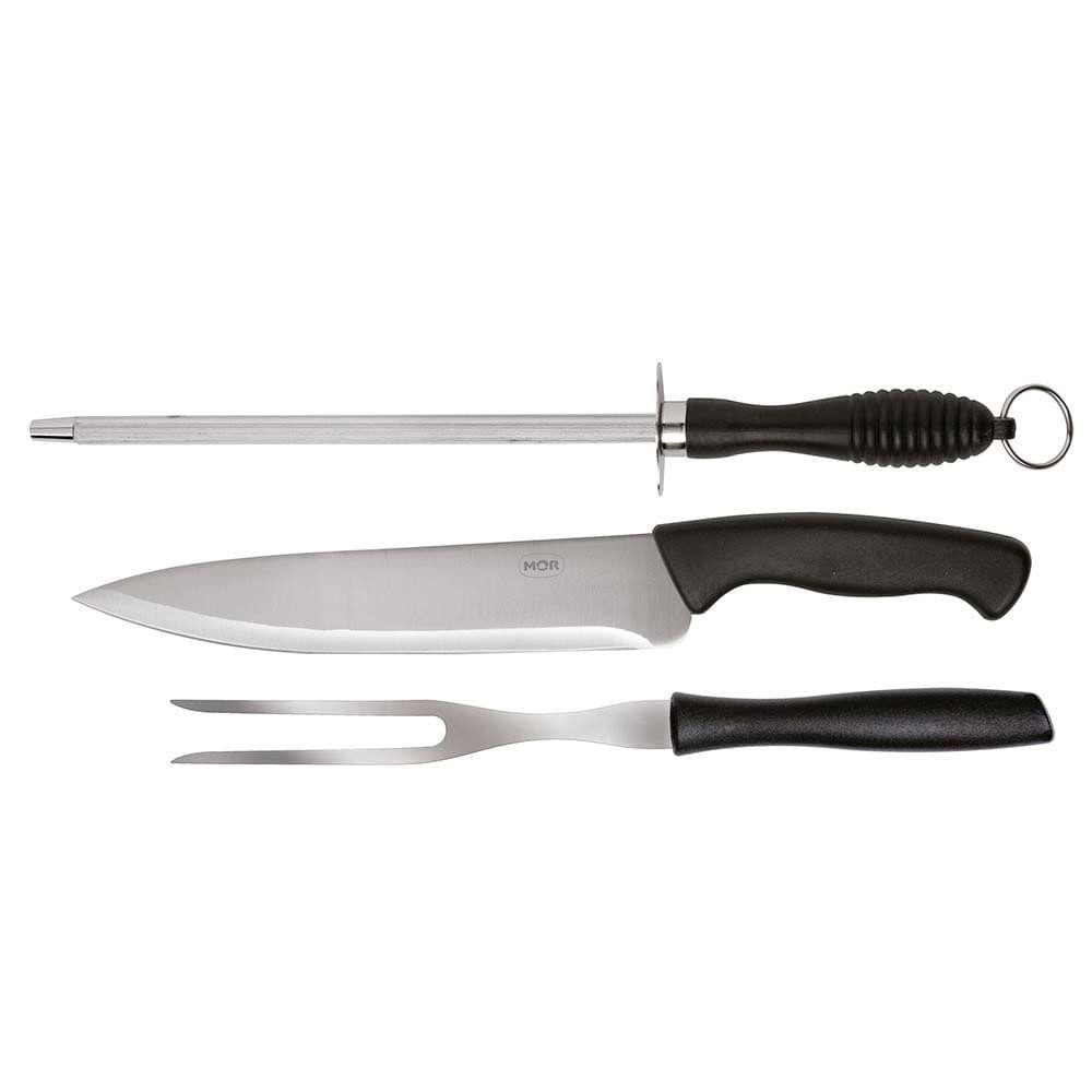 Conjunto do Assador 3 Peças Faca, Garfo e Chaira em Oferta na Shopee