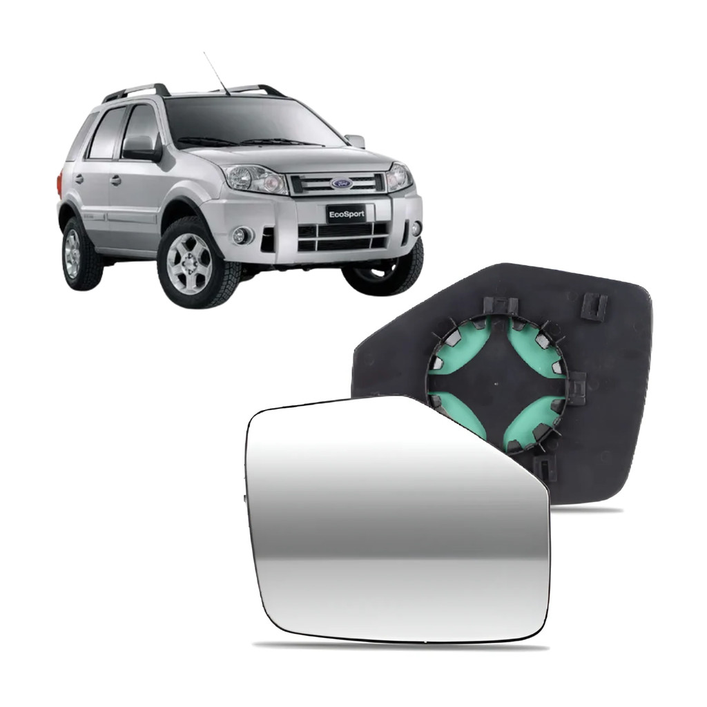 Refil Lente Vidro Espelho Retrovisor Com Base Suporte Ford Ecosport 2003 A 2012 / Ranger 2005 A 2009