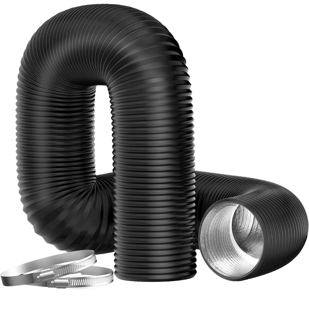 Duto Tubo Flexível Preto 4” x 5 Metros Para Coifa Banheiros HVAC Exaustão Ventilação