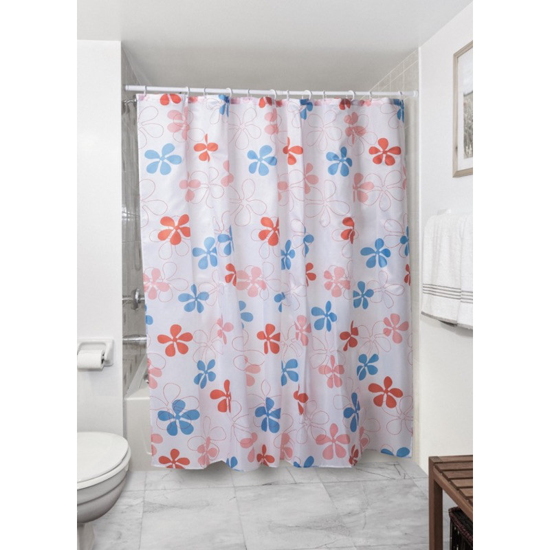 Cortina para Box Banheiro em Plástico Simples Estampada 1,35 x 1,78 m