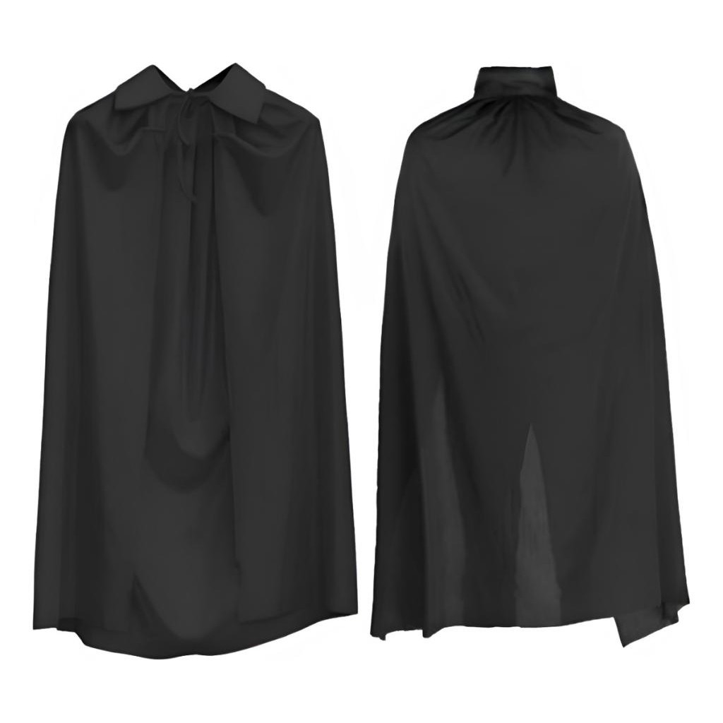 Capa Vampiro  Adulto preta e com gola vermelha - Gola Preta