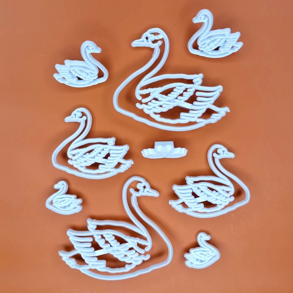 Kit Cortador Molde Cisnes Biscuit Pasta Americana Confeitaria - C4830
