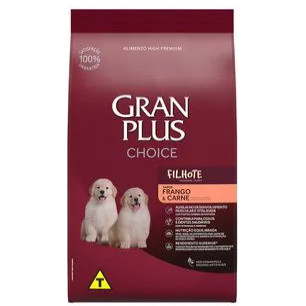 RAÇÃO PARA CÃES FILHOTES PORTE MÉDIOS E GRANDES GRANPLUS CHOICE FRANGO E CARNE