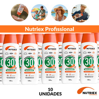 Kit 10 Protetor Solar Nutriex Fps 30 Repelente 120ml Uso Diário Praia Piscina Campo Trilha