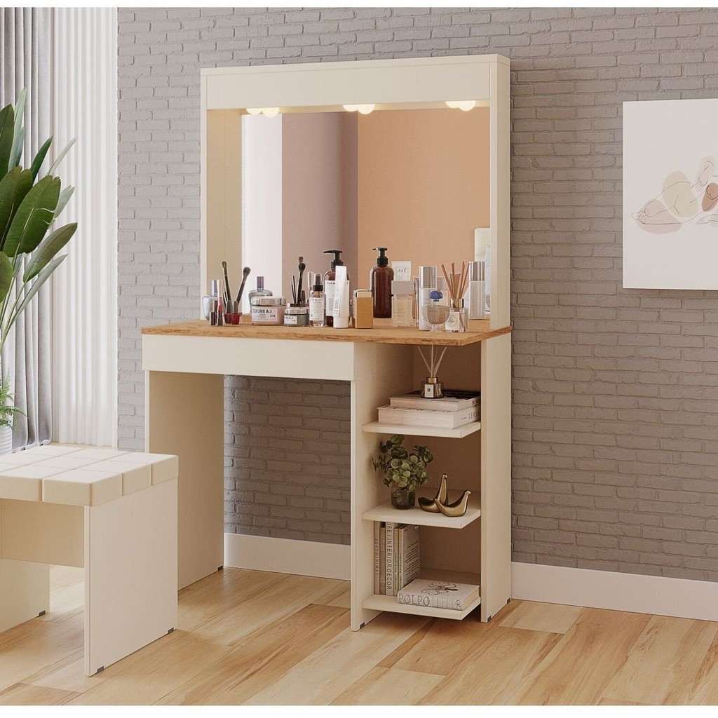 Penteadeira Camarim com Espelho 1 Gaveta Eliza em Oferta na Shopee