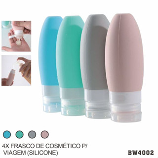 Kit 4 Frasco De Cosmetico 90ml Silicone Para Viagem Portatil Shampoo Creme Loçao Sabonete em Oferta na Shopee