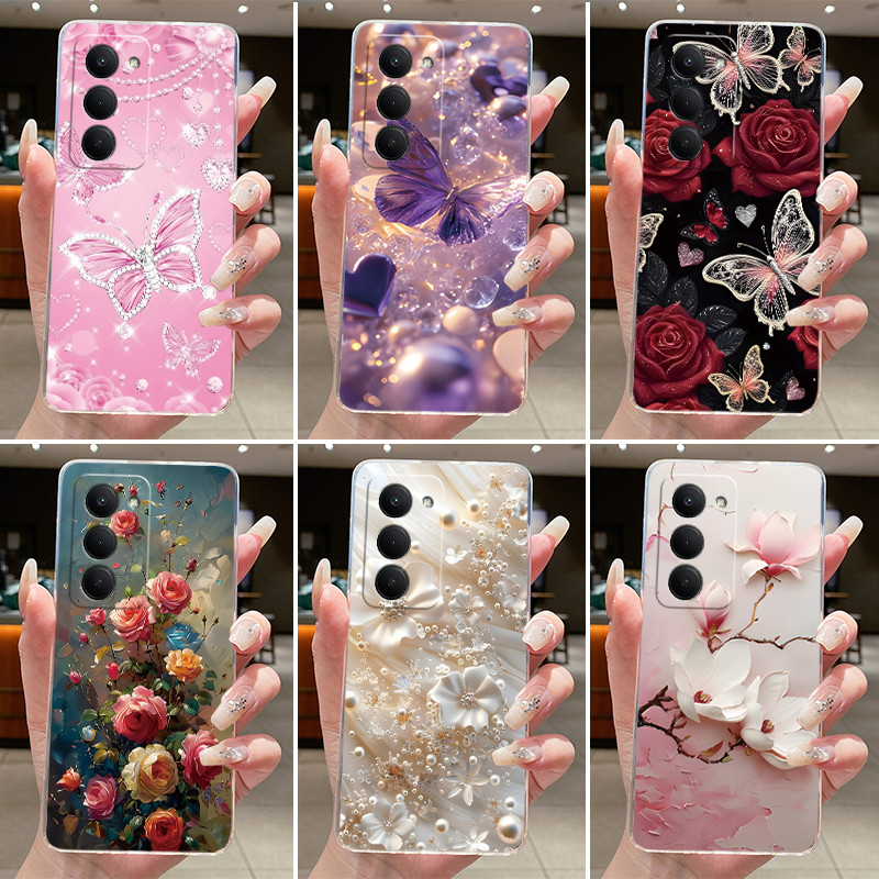 Novo Design Para Redmi 15 5G Caso Claro Luxo Moda Borboleta Flor Padrão Macio TPU Silicone Capa De Telefone Redmi15 em Oferta na Shopee
