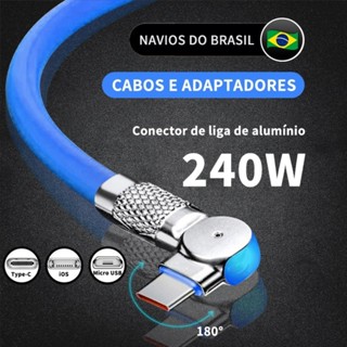 Cabo Micro USB iOS Tipo C De Carregamento Rápido , Suporta 180 ° Rotação , Indicador LED De Silicone em Oferta na Shopee