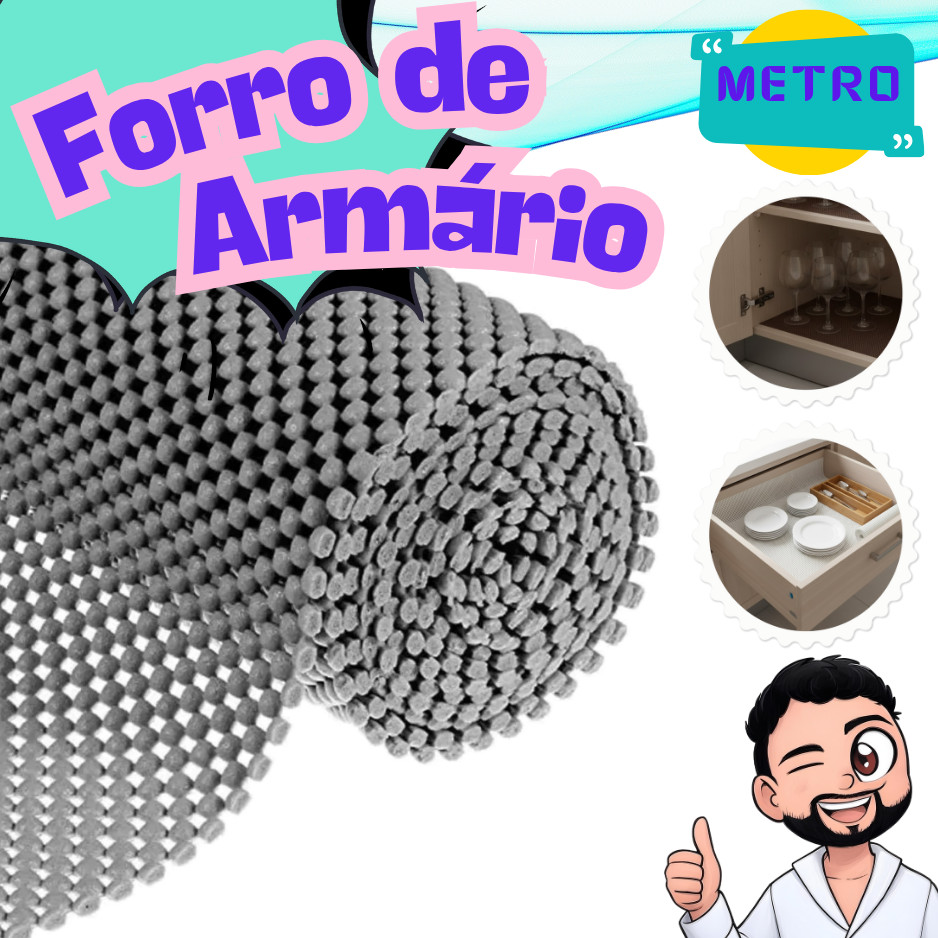 Forro Antiderrapante Para ArmáRio, Gaveta, Geladeira E Guarda Roupas, Impermeável,Lavável Rolo Metro