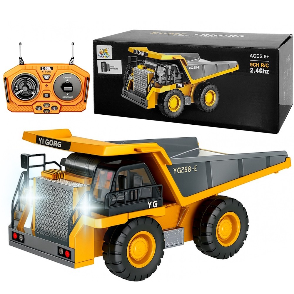 Caminhão Basculante 4x4 Trator Realista com Som Luz Movimentos Levanta Caçamba Metal