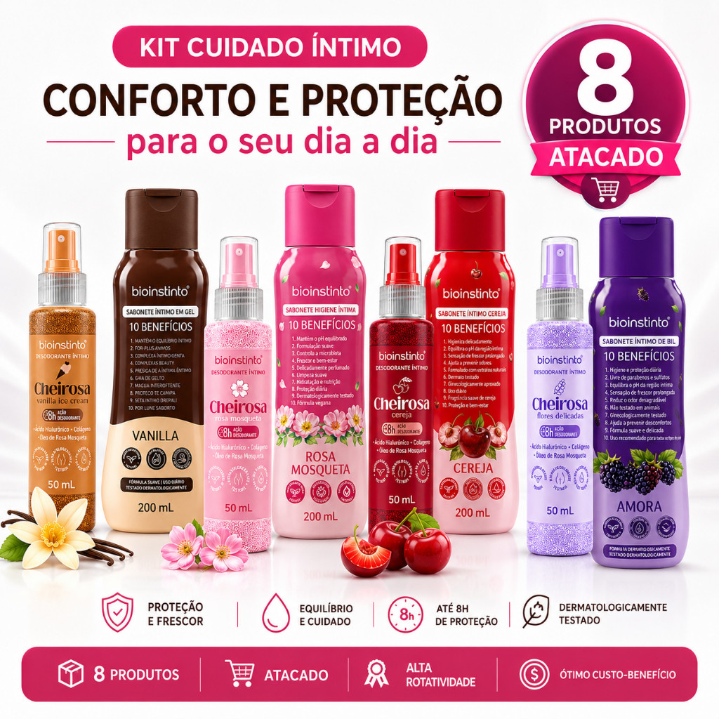 Kit sabonete intimo feminino e Desodorante Spray intimo Atacado 8 itens Oferta relampago hoje
