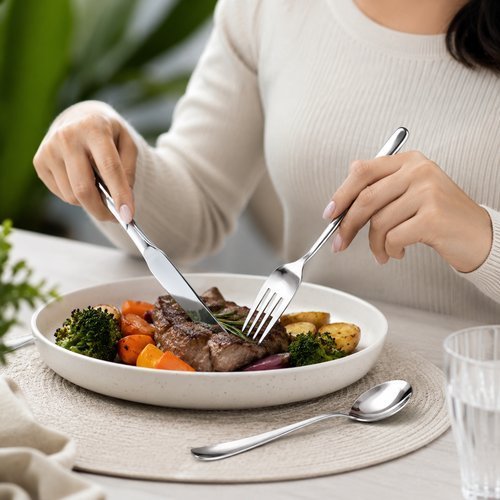 Kit Talheres Inox 24 Pecas Completo Resistente Uso Diario Facil Limpeza Lava Louças Moderno Lindo Prático