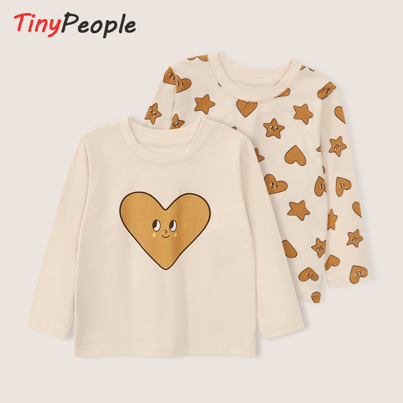 Tinypeople amor coração camiseta de manga comprida primavera bebê menina All-Match Casual roupa interior menina criança 