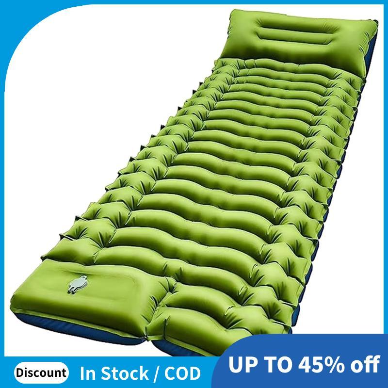Almofada De Dormir Ultraleve Para Acampamento Com Travesseiro , Bomba De Pé Embutida , Tapete Inflável Compacto Caminhad