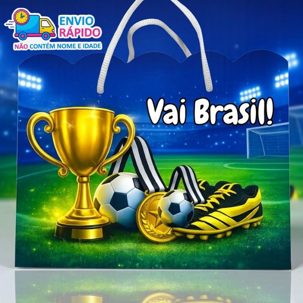 Kit Sacolinha Personalizada Copa do Brasil (20x15x7cm) Lembrancinhas de Aniversário - PEGUE E MONTE