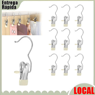 10 prendedores de roupa brancos sem marcação (único 10.3x2.1cm) Material de aço inoxidável para meias fixas