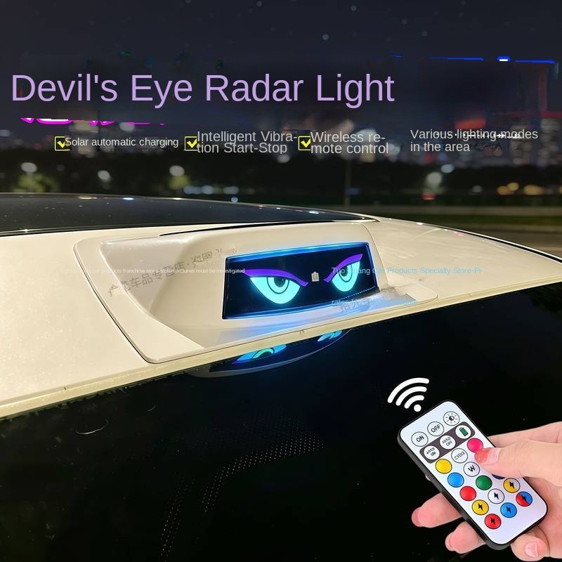 Devil's Eye Car Solar Laser Radar Cover Lamp Change Decoration Led Roof Pilot Flashing Warning Lights x6AJ