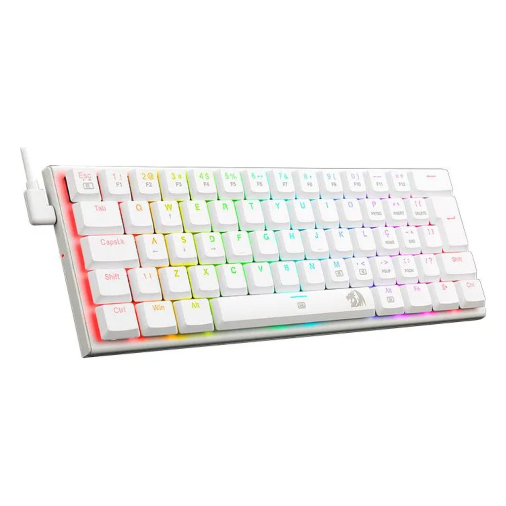 Teclado Mecânico Gamer Redragon 60% Rgb Branco Abnt2 Hot Swa Branco Português Brasil