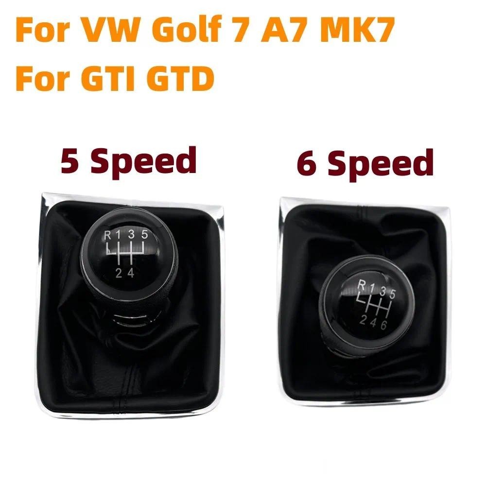 Carro 5/6 Velocidade Com Bota De Couro Engrenagem Vara Botão Mudança Nível Para VW Golf 7 A7 MK7 GTI GTD 2013 2014 2015