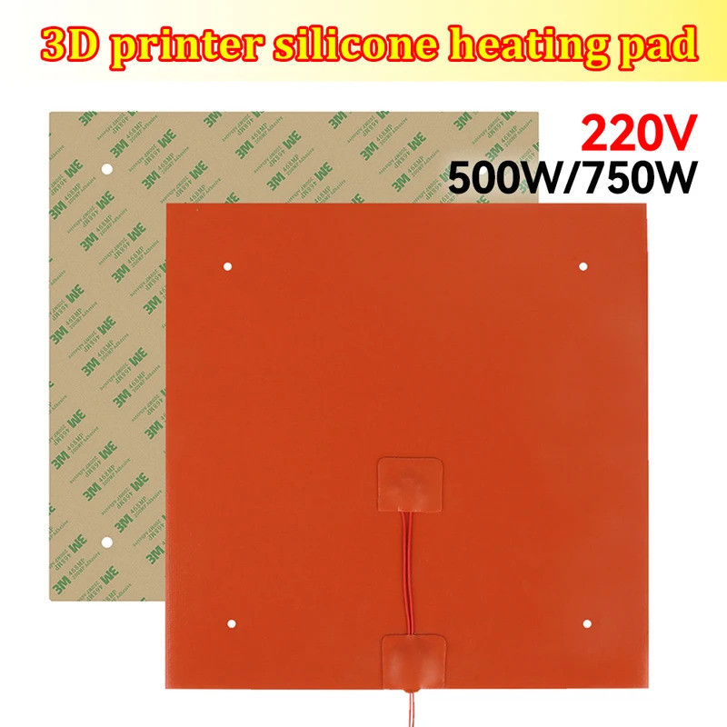 Manta de Aquecimento de Silicone 220V para Impressora 3D, 200/310mm, Borracha Impermeável, 750W/500W, para Ender-3 CR10,