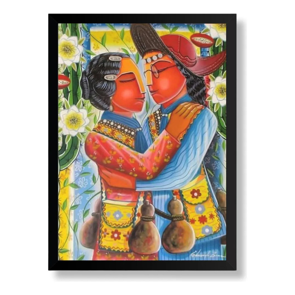 Quadro Decorativo Lampião e Maria Bonita Preta Decoração Parede